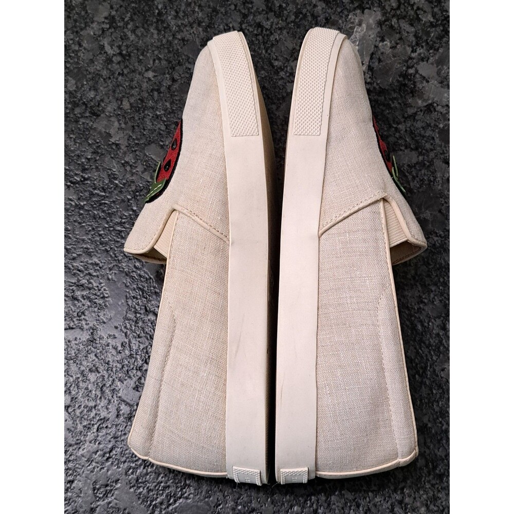 Katy Perry Women's Slip On Shoes Size 7 Novelty Strawberry Canvas Beige Loafer - Picture 8 of 10